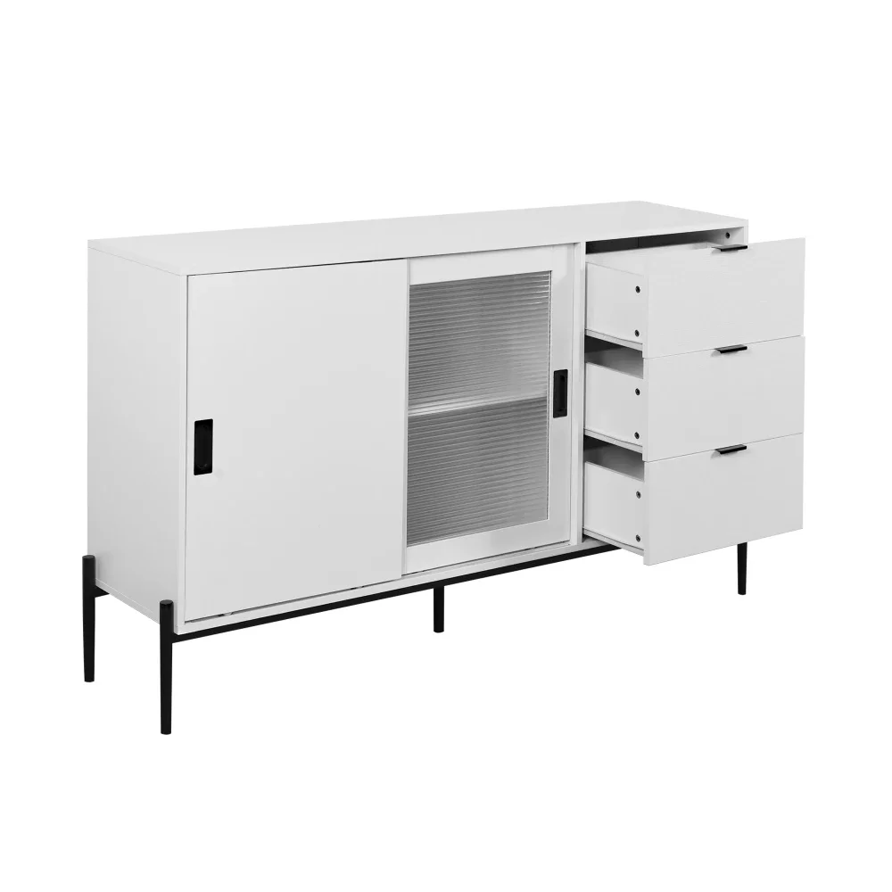 Glas-Schiebetür, 3 Schubladen, modernes Sideboard, Küche, Buffetschrank für Flure, Eingänge, Küche, Arbeitszimmer – Detail 9