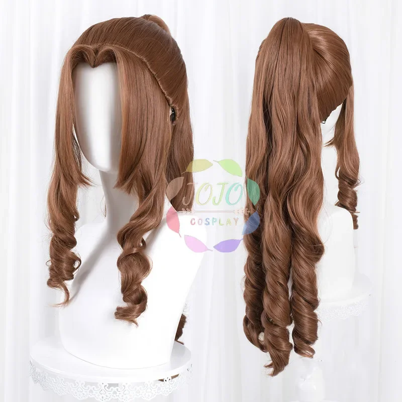 

FF VII 7 Remake Aerith Gainsborough Cosplay Wig Brown Wavy Ponytail Long Wigs Heat Resistant Hair for Halloween Party Costume