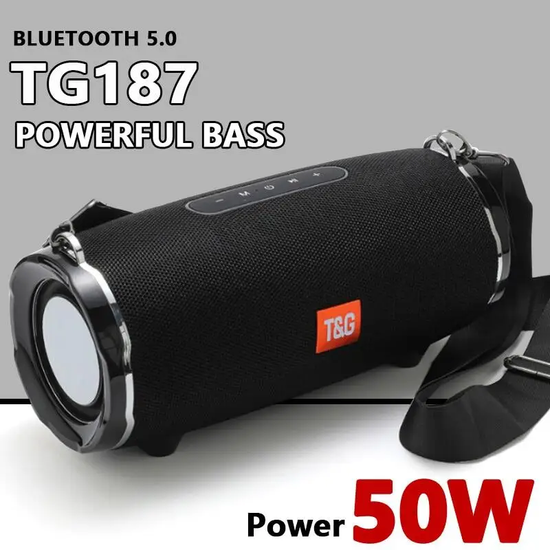 TG187 50W high power bluetooth speaker heavy bass portable sound column waterproof speaker wireless subwoofer boom box FM radio