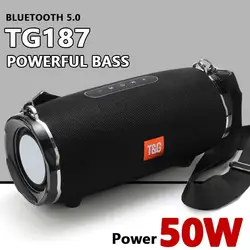 Tg187-Bluetooth付きハイパワー防水スピーカー,50w,重低音,防水,ワイヤレスサブウーファー付き,FMラジオ付き