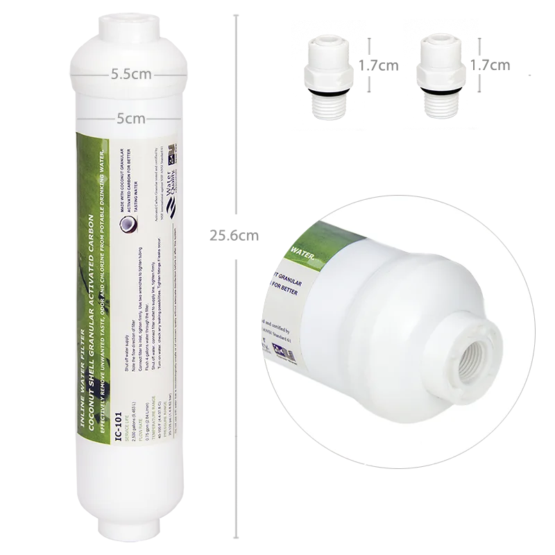 Coronwater Inline RO GAC Posfilter Coconut Shell based Activiated Carbon Water Filter IC-101