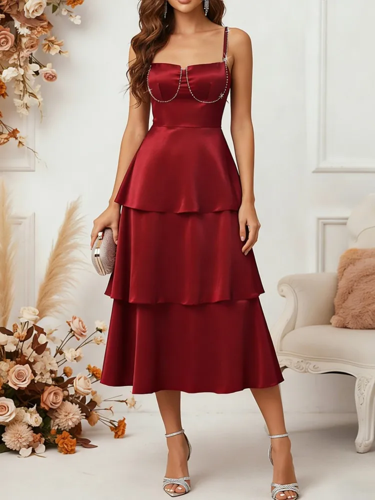 

Африканские платья для женщин, элегантное платье миди с бретельками-спагетти и стразами, традиционная африканская одежда для женщин, платья в стиле фейри.