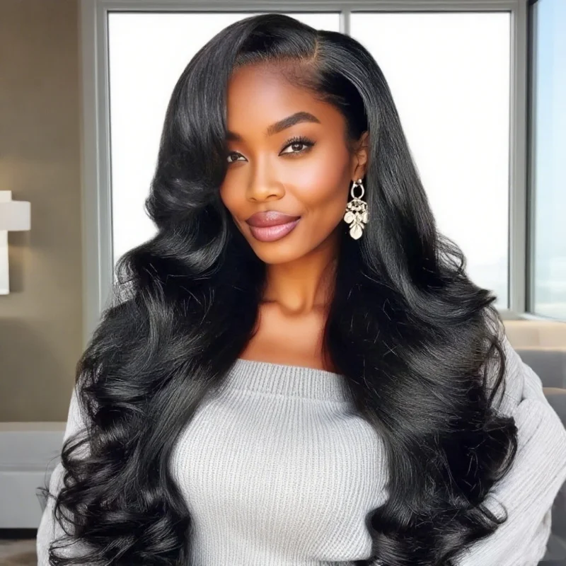 

30-дюймовый объемный волнистый фронтальный парик из человеческих волос 13x4 HD Кружевной натуральный черный передний парик из человеческих волос Бесклеевые парики с закрытием 4x4 HD