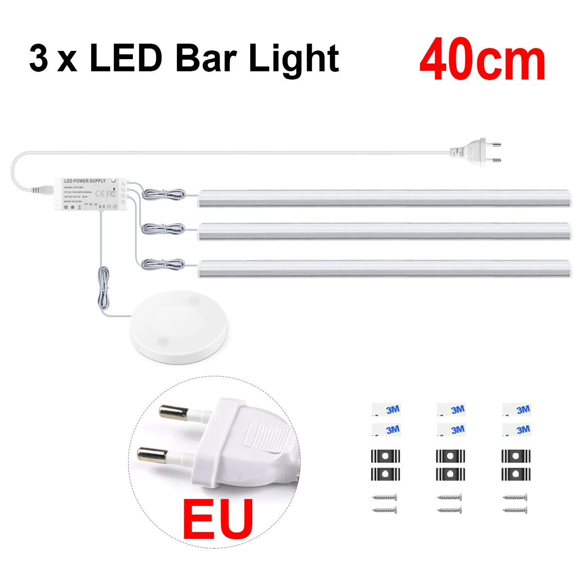 CHNAITEKE Handscan-Schalter, durchdringbar, Holz, Berührungssensor, dimmbar, LED, unter dem Schrank, Licht, Aluminium, Lampe, Zuhause, Kleiderschrank, Schrank, Dekoration 10