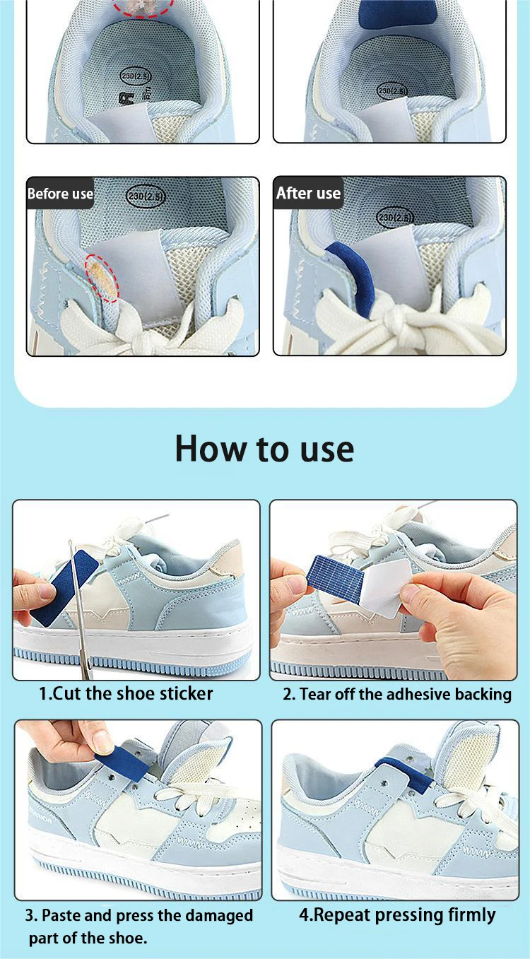 6 Stück/1 Packung Sportschuh-Patches für beschädigte Seitenkanten, Innenfutter, Absatz, Reparatur-Patches, Fußpflegeprodukte – Detail 7