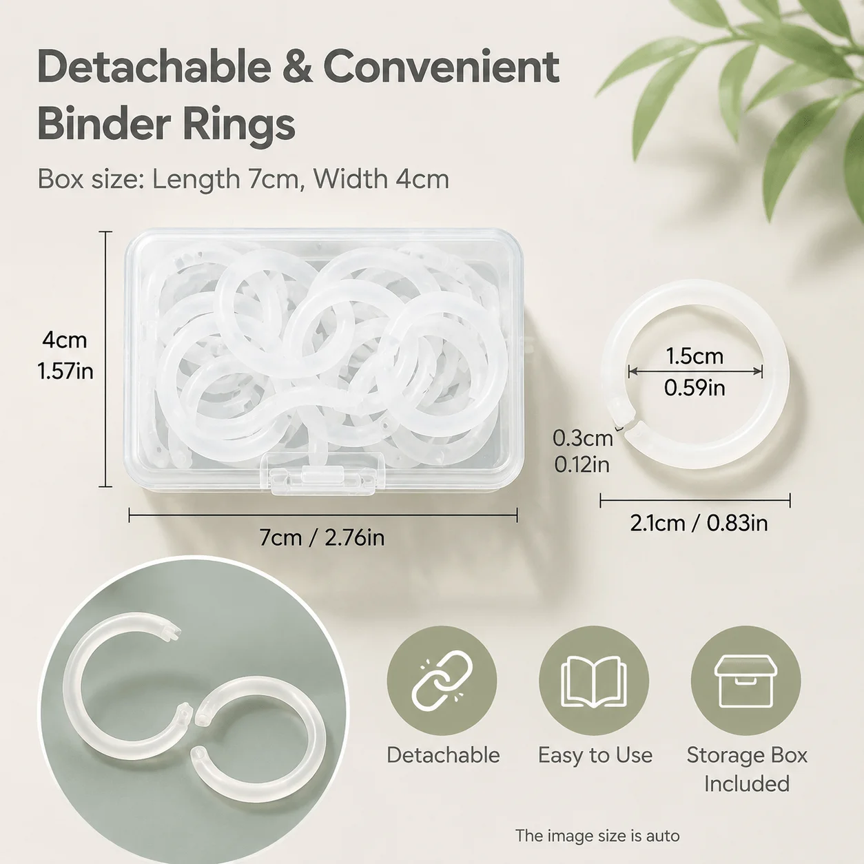 20PCS Rotatable Detachable Book Binder Rings Pastel Plastic Loose Leaf Rings with Storage Box Daily Notebook Binding Supplies