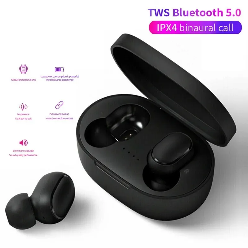 A6S سماعات أذن بلوتوث لاسلكية مع ميكروفون ، سماعات أذن TWS أصلية ، سماعات أذن رياضية ، شاومي ، هواتف ذكية من هواوي