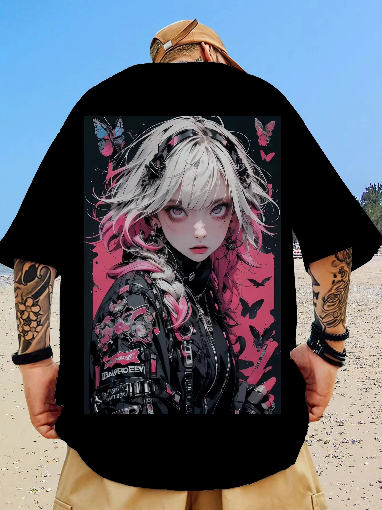 Men T-shirt Japanese Anime Character Girl 3D Print T-shirt Men Women Fashion Plus Size Tops Tees Harajuku Short Sleeve Tee Shirt