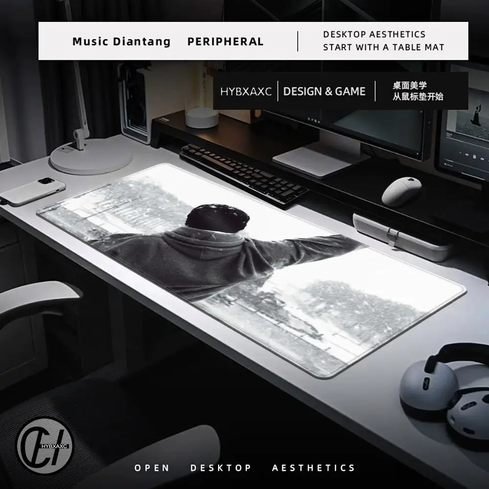 Alfombrilla de ratón de película R-Rocky Balboa para Gamer, alfombrilla de ratón antideslizante profesional, alfombrilla para teclado de ordenador con borde de bloqueo