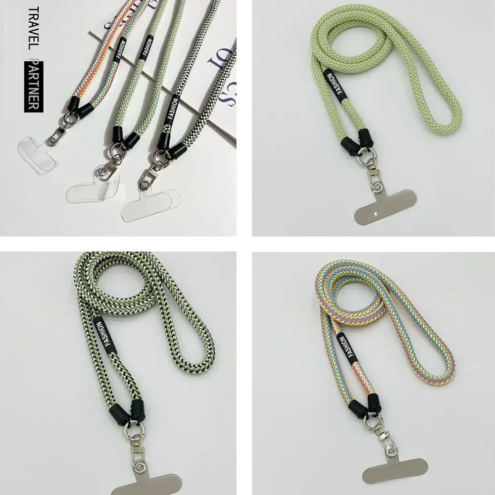 Detachable Weave Mobile Phone Strap Durable Non-slip Phone Case Neck Rope Adjustable Anti-lost Phone Lanyards with Patch