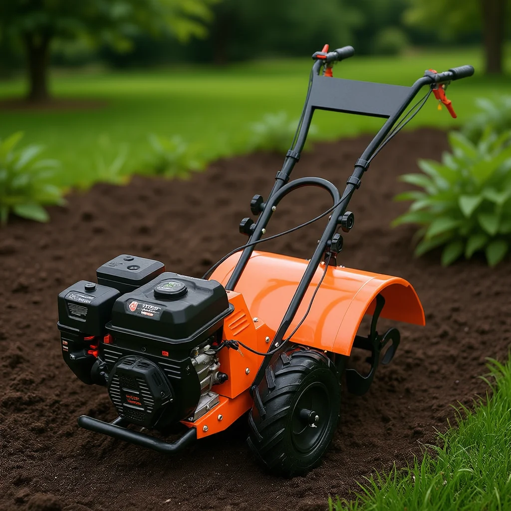 Garden Cultivator Tiller 212Cc 4 Stroke  Engine 10 Inch Working Width Rear Tine Soil Cultivation Tool