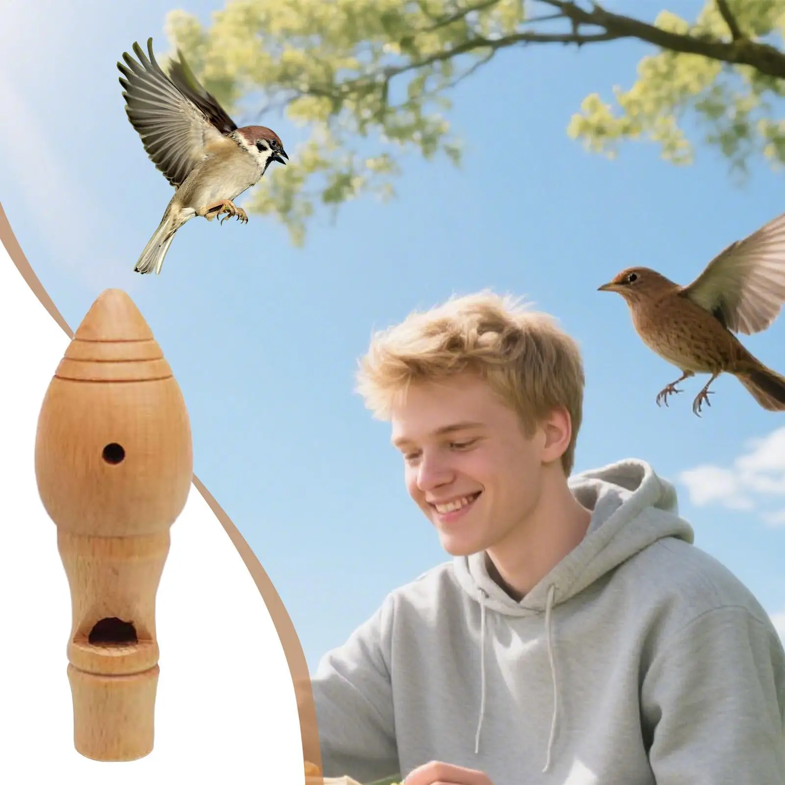 Bird Hunting Whistle - Durable Beech Wood Bird Call with Realistic Bird Sounds, Lightweight for Outdoor Hunting & Music Entertai