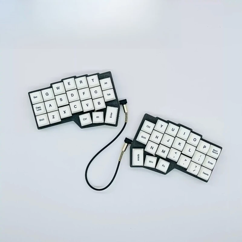 Split Keyboard Two-handed Split Ergonomic QMK Split Hot-swappable Left-handed Keyboard Grey Wood Shaft