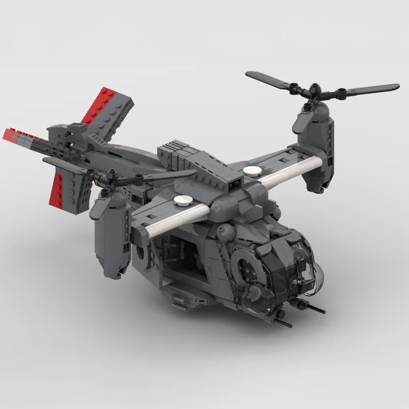 Falowt Twin Tilt-Rotor VTOL Military Transport Aircraft MOC Grey Block Model