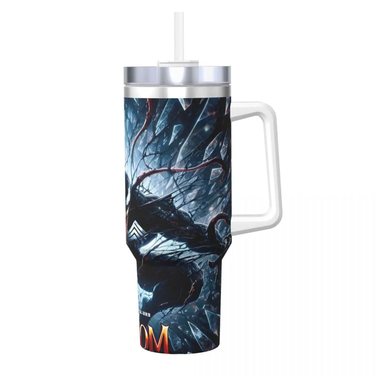 Venom Super Hero Stainless Steel Tumbler Travel Coffee Mug With Straws and Lid 40oz Car Mugs Cold Drink Water Bottle