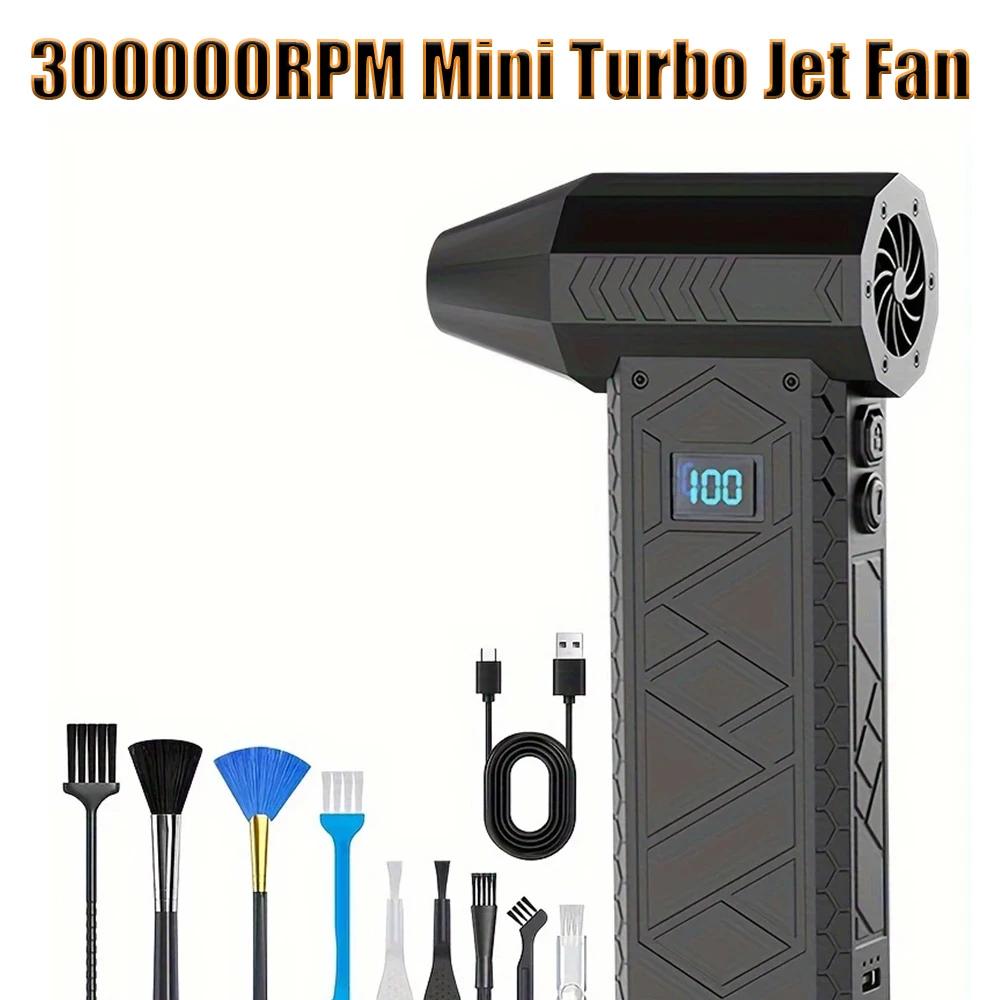 300000RPM Mini Turbo Jet Fan Fast Charging Strong Wind Brushless Air Blower Violent Fan for car/computer cleaning
