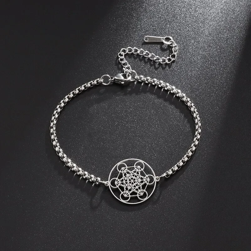 Angel Seal Archangel Metatron Cube Bracelet Women Men Salomon Box Chain Bracelet Stainless Steel Jewelry Gift