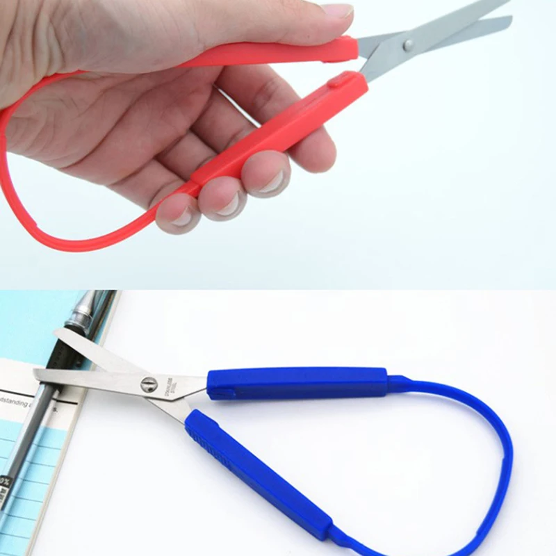 Mini aço inoxidável Loop Scissors para crianças, aperto colorido, artesanato DIY, corte de papel, artigos de papelaria, escola, casa, ferramenta de escritório