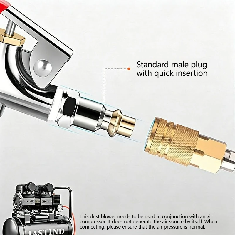 Multi-nozzle pneumatic dust removal gun kit 175PSI high-pressure air gun for air compressor, auto repair industrial dust removal