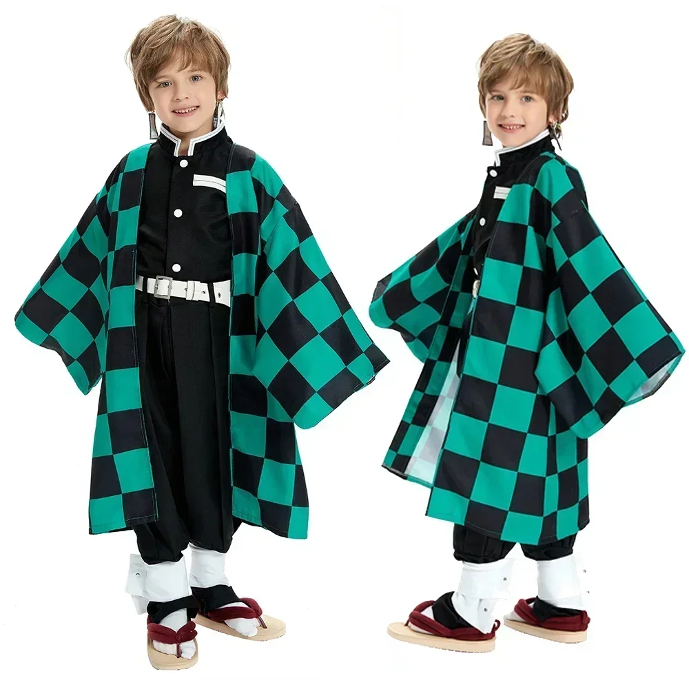 

2025halloweenKamado Tanjirou Cosplay Fantasie Kids Jongens Outfits Anime Demon Kostuum Slayer Vermomming Mantel Kinderen
