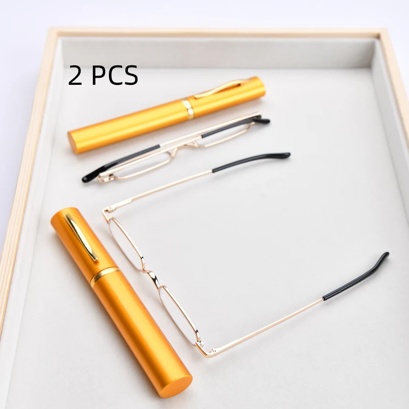 2PCS Anzug Ultraleicht Metall Rahmen Lesebrille Vintage Platz Kleine Schmale Brillen Metall Hohe Qualität Presbyopie Brille +1 – Detail 7
