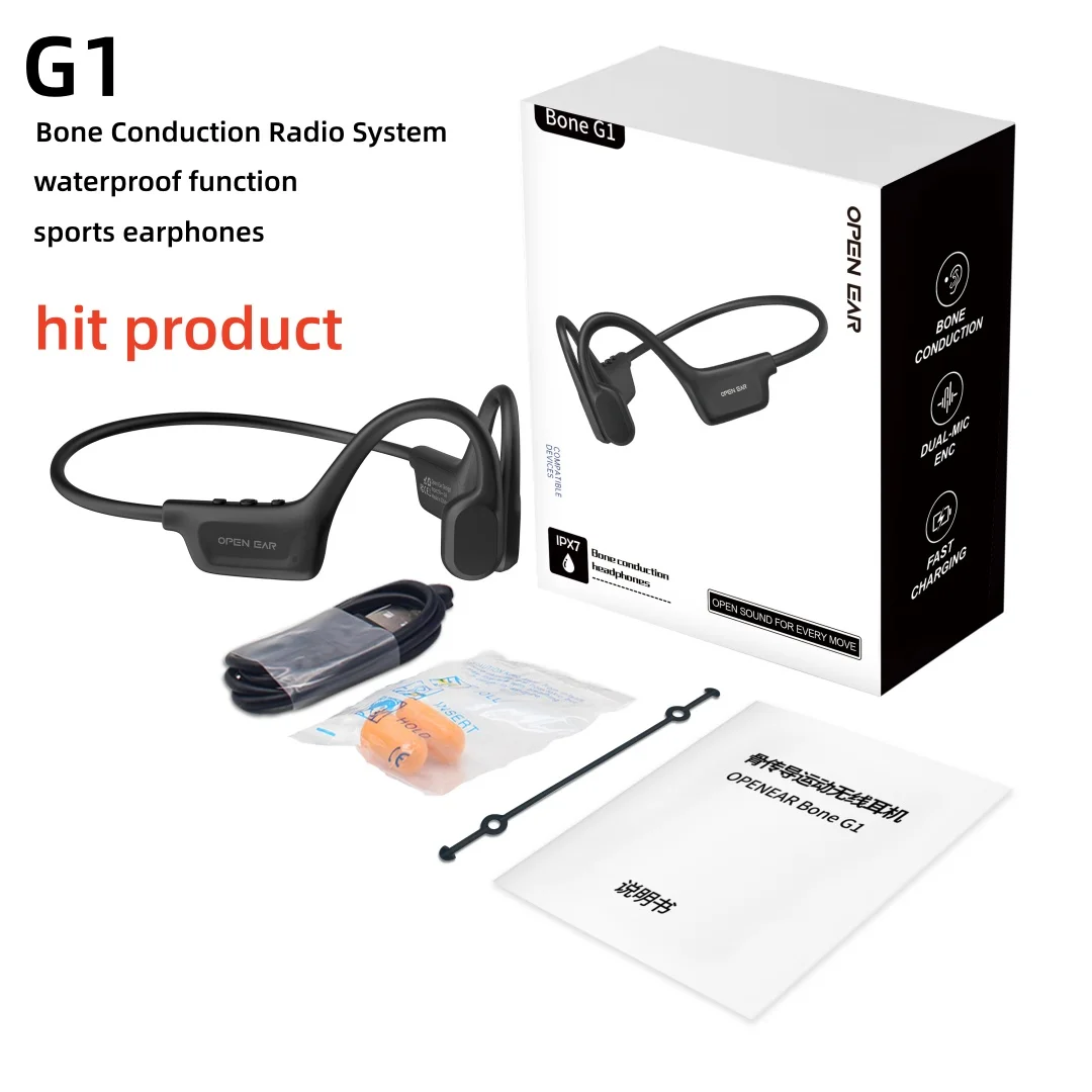 G1 true bone conduction bluetooth headset sports type special for running waterproof non-in-ear sports ear-hanging new model