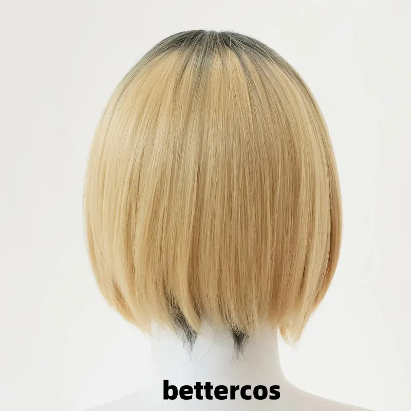 ¡Nuevo! Peluca de Cosplay sintética Kozume Kenma, peluca corta de Anime de 30cm con gradiente de teñido, pelucas sintéticas resistentes al calor para Halloween + gorro de peluca