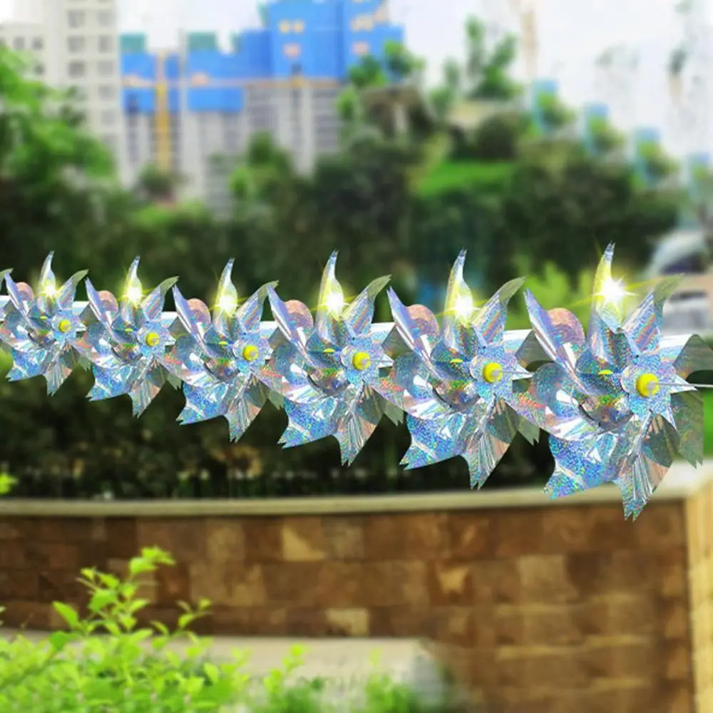 Moulin à vent répulsif Anti-oiseaux, corde de 10M, Protection contre les vergers, moulin à vent réfléchissant coloré, répulsif pour oiseaux