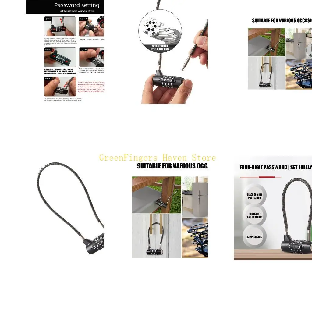 

F68D Комбинированный замок из цинковых сплавов с высоким уровнем безопасности и гибким стальным тросом для защиты от кражи в