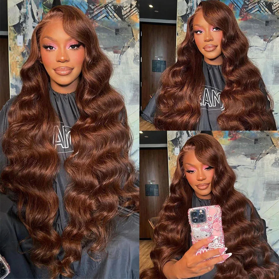 

Chocola Brown Lace Front Wigs Human Hair 13x4 HD Body Wave Frontal Wigs For Black Women 250 Density Lace Wig Human Hair PrePluck