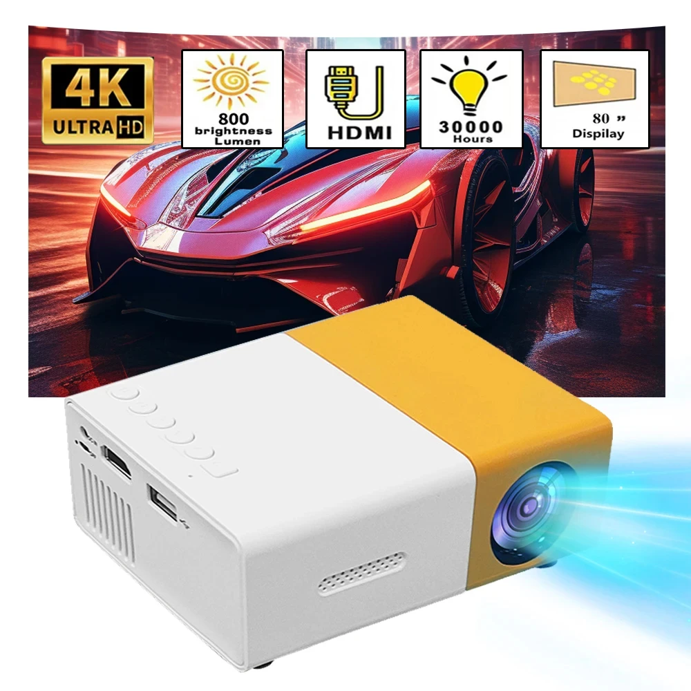 YG300 Portable Mini Movie Projector Suitable For Outdoor Camping/ Drive-in/ Home Theater Projectors With 30000 Hours Long Life