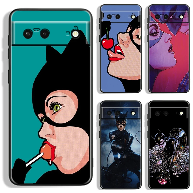 S-Selinas Kyle C-Catwomans Sexy For Google Pixel 9 8 7A 7 6A 6 5A 5 4 4A XL 5G Black Silicon Shockproof Shell Funda Phone Case