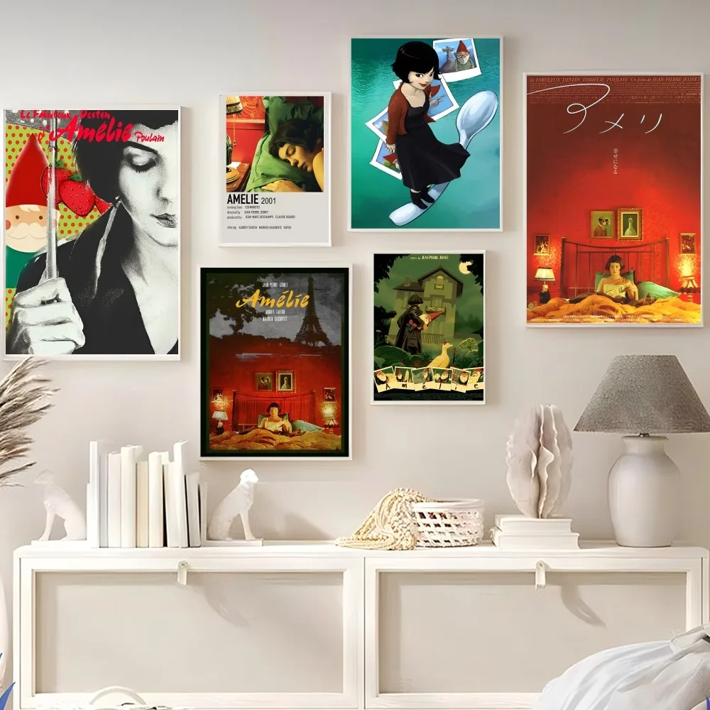 French Movie Amelie  Poster Anime Posters Sticky Whitepaper Sticker DIY Room Bar Cafe Kawaii Room Decor