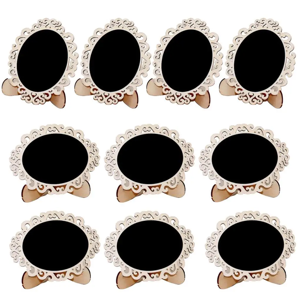 Hanging Blackboard Chalkboard MDF Mini Signboard Memo Tags Double-sided Message Board for Wedding Party Decor