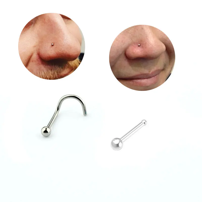5 قطعة فضية اللون موضة الجراحية الصلب تشيكوسلوفاكيا الأنف ترصيع الحاجز ثقب القلب ستار الأنف الدائري الأنف ترصيع مجوهرات للجسم للنساء #3