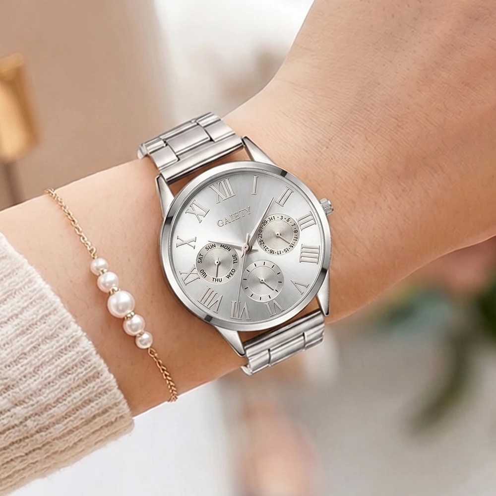 4Pcs/Set Unisex Jewelry Watches Women's Wristwatch Accessories Silver Trendy Fashion Business Elegant Classic Exquisite Light Luxury Bracelet Watch Set Y2K Suitable for Travel, Parties, Daily Outfits, Perfect Birthday and Holiday Gift view 5