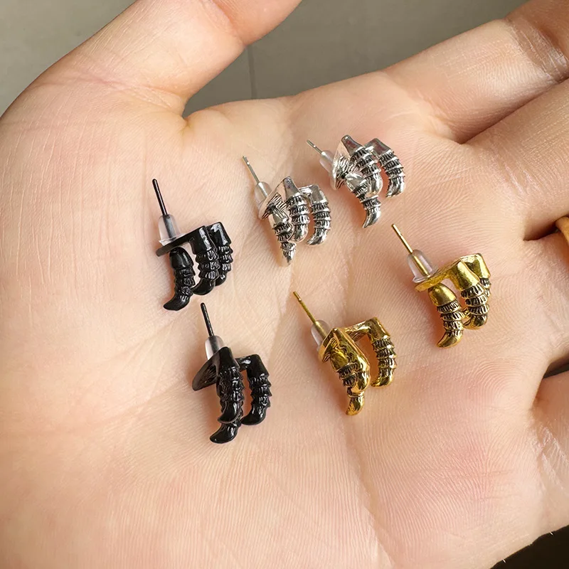 Black Dragon Claw Earrings Gothic Front and Back Claw Ear Jacket Edgy Dragon Studs Earring Jewelry for Women
