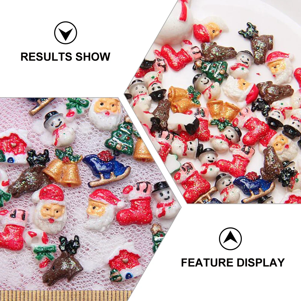 50 sztuk świąteczne Mini akcesoria do paznokci 3d Charms Xmas Phone Craft Flatback Decor Manicure naklejki z żywicy Case