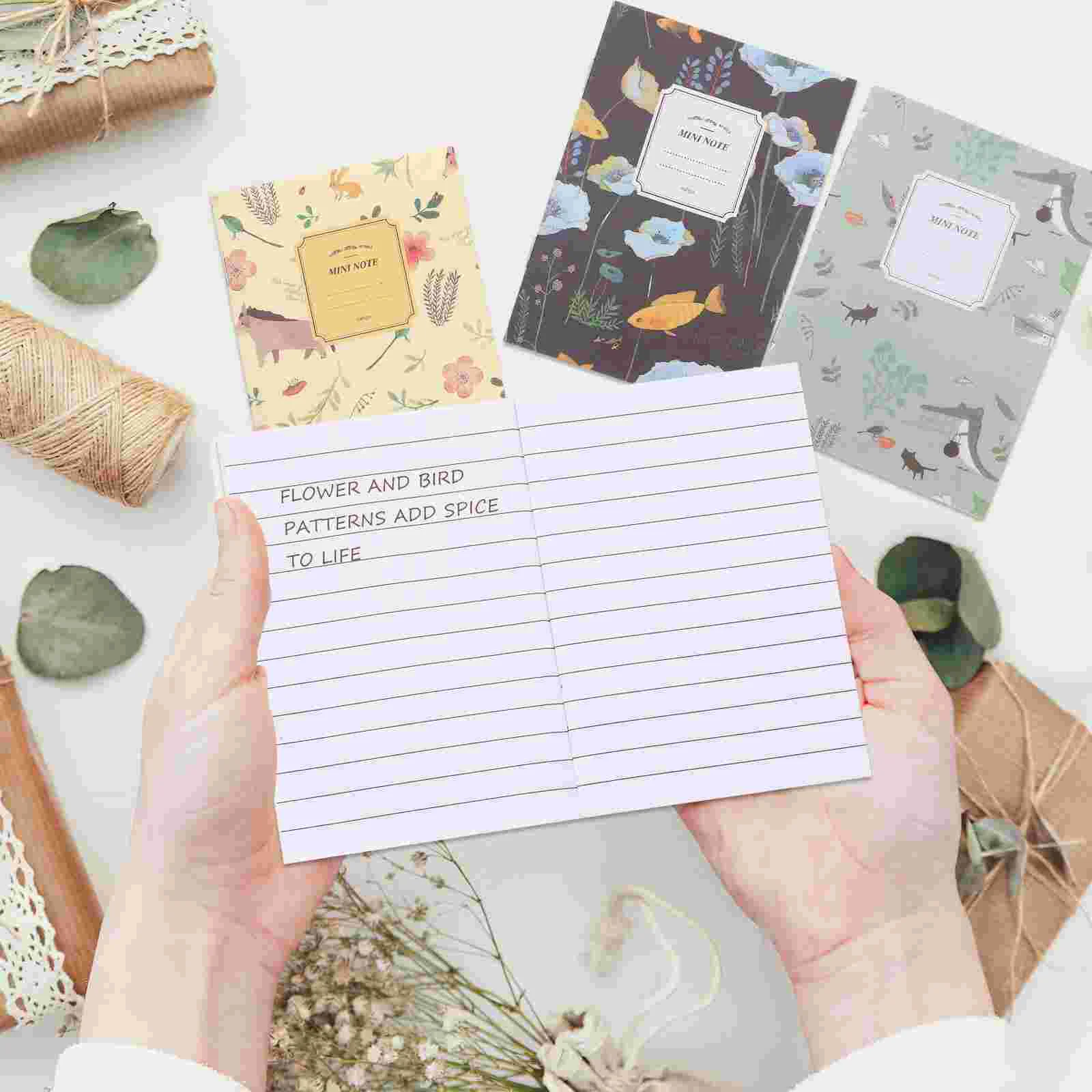 24 Pcs Flowers and Birds Color Pocket Book 24pcs Mini Stationery Pattern Notebook