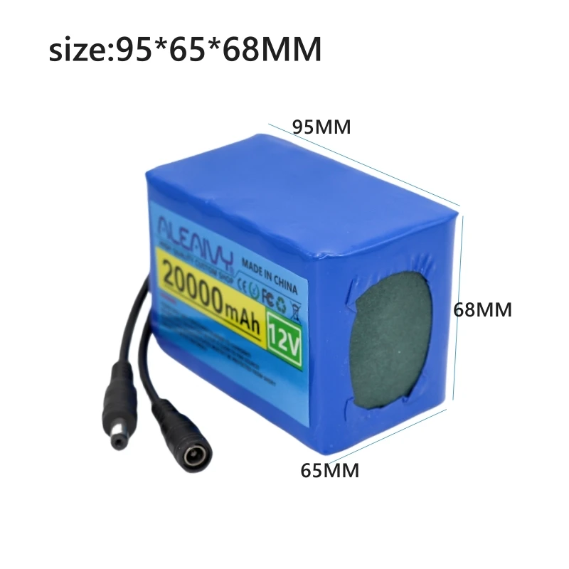 12V 20000mAh 18650 Battery Pack with Built-in BMS, High Capacity Lithium Ion Battery for 12V LED, CCTV & Emergency Power