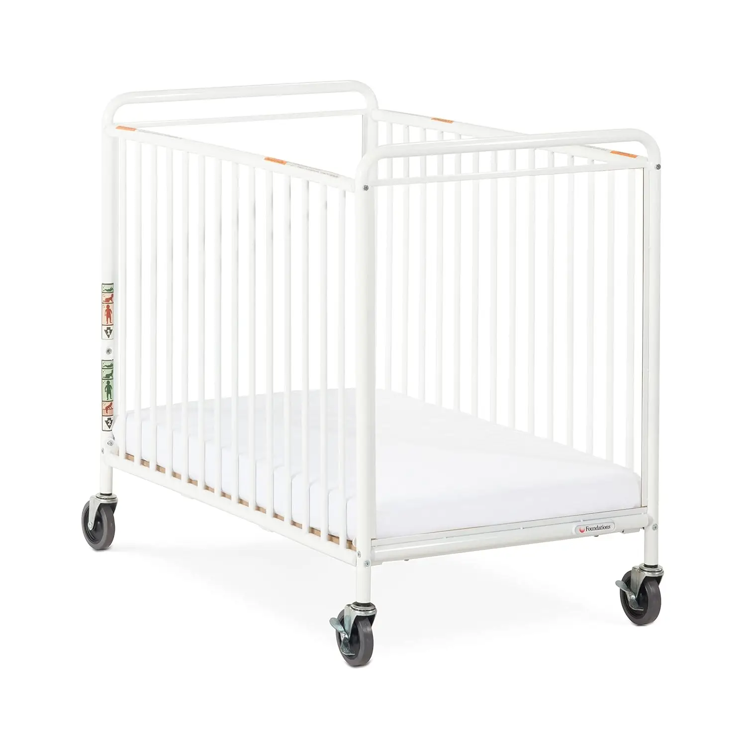 

Foundations Chelsea Euro Clearview Metal Compact Evacuation Crib, 3" Oversized Casters, Nonporous Easy to Clean Finish, Adjustab