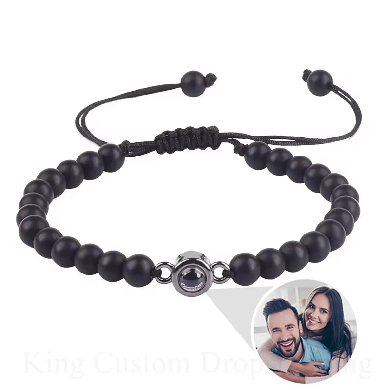 

Personalized Beaded Photo Projection Bracelet Custom Photo 2025 New White and Black Turquoise Jewelry for Men and Women Couples.