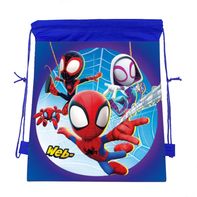 Spider Man Happy Birthday Party Gift Bags Decoration Non-woven Fabric Bundle Pocket Adjustable Spider Hero Drawstring Bags