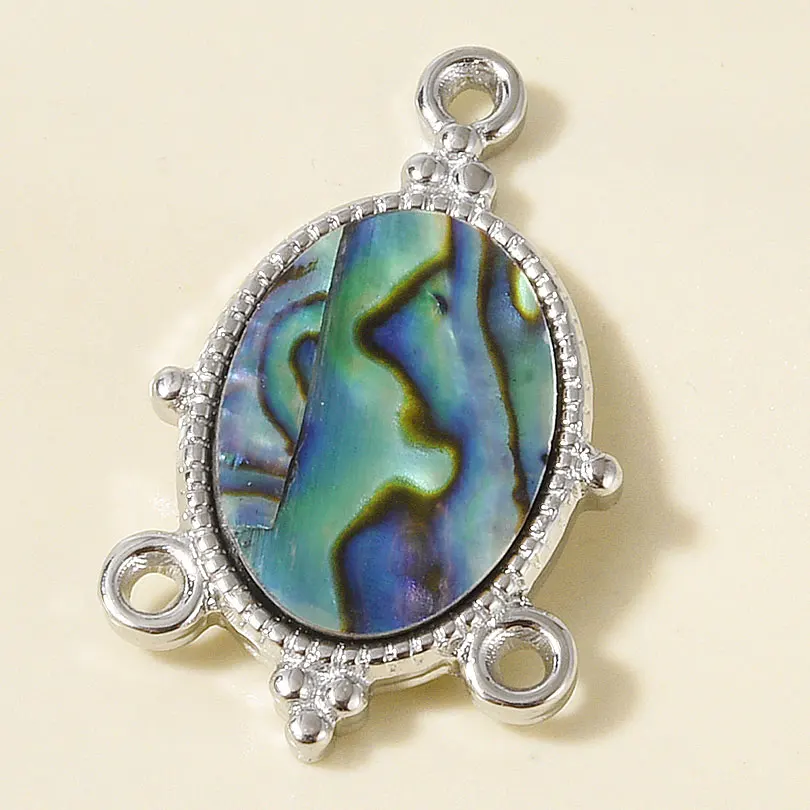 Abalorio de acero inoxidable de Metal que no se decolora, Abalone Natural Real/concha blanca, conector de sol de Ángel, suministros para fabricación de joyas, 4 Uds.