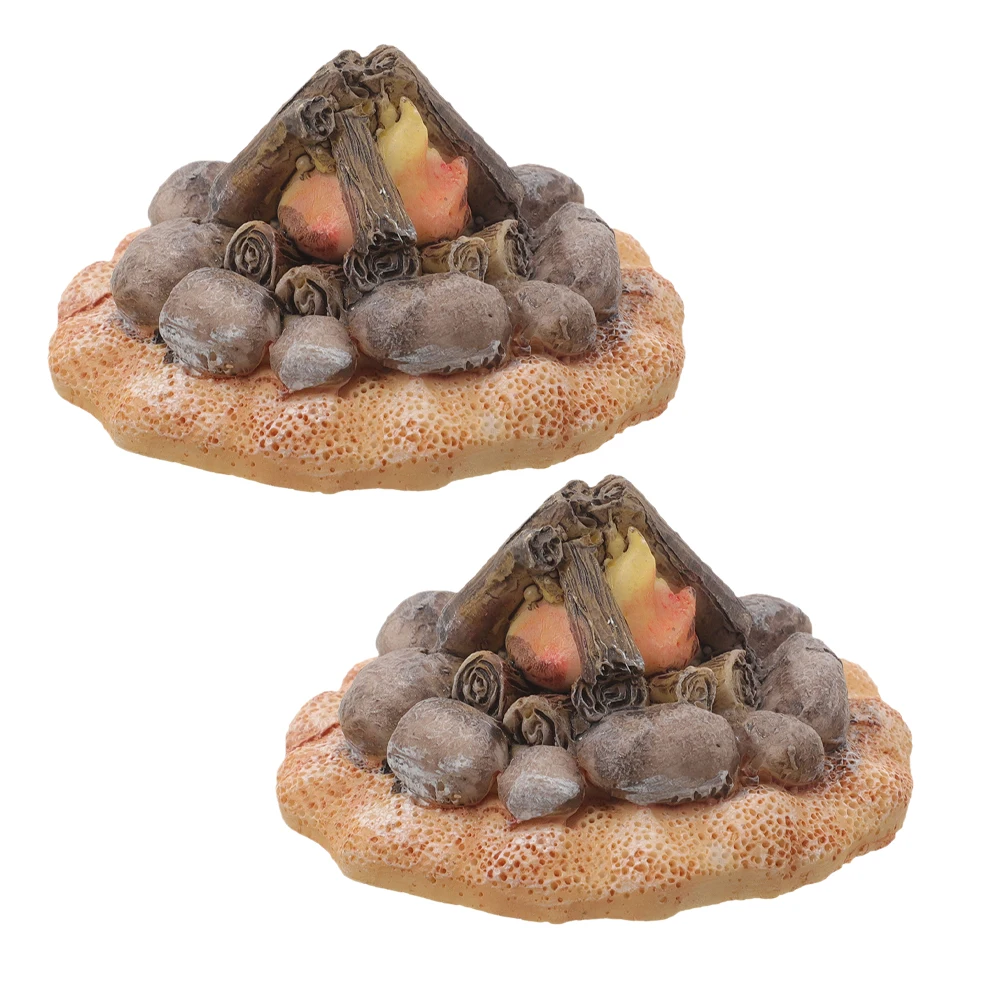 

2Pcs Resin Bonfire Miniature Landscape Props Garden Decoration Holiday DIY Accessories Dollhouse Fake Fire Artificial Campfire