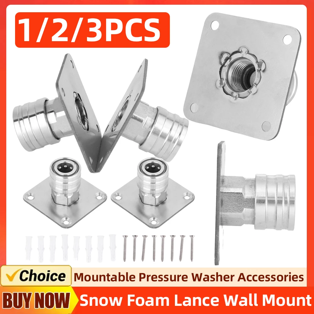 1/2/3PCS Automatic Foam Cannon Nozzle Tip Holder Stainless Steel Foam Cannon Wall Mount Pressure Washer Accessories Rack