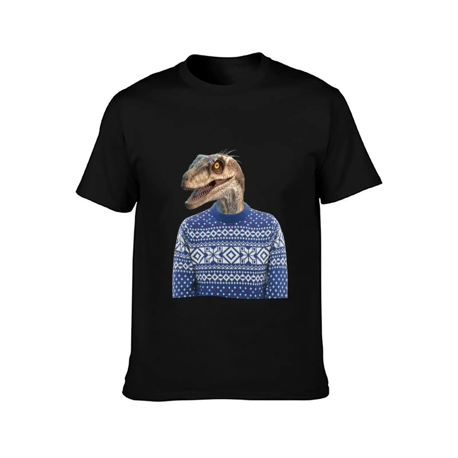 Christmas Raptor T-Shirt Simple Solid Color Crew Neck Tee T-Shirt