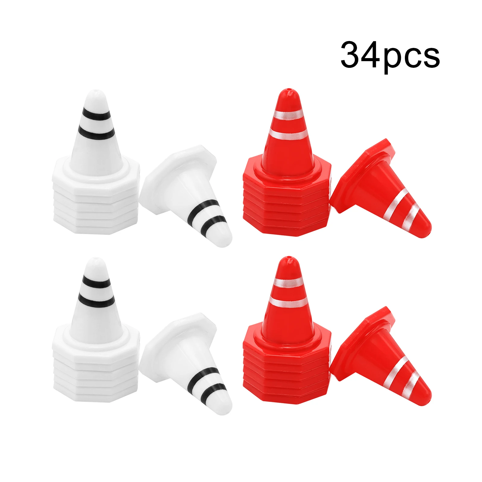 

64pcs RC Barricade Plastic Mini Traffic Cones Toy Red White Light Weight for Kids Sports Training for 1/16 1/18 1/24 1/28 RC Car