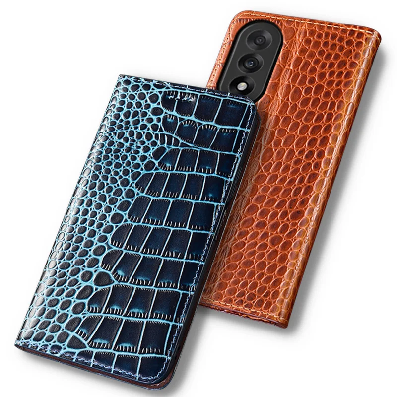 

Flip Case For OnePlus Nord 5 CE5 5G Crocodile Pattern Magnetic Cover Luxury Cowhide Genuine Leather Card Pocket Wallet Covers