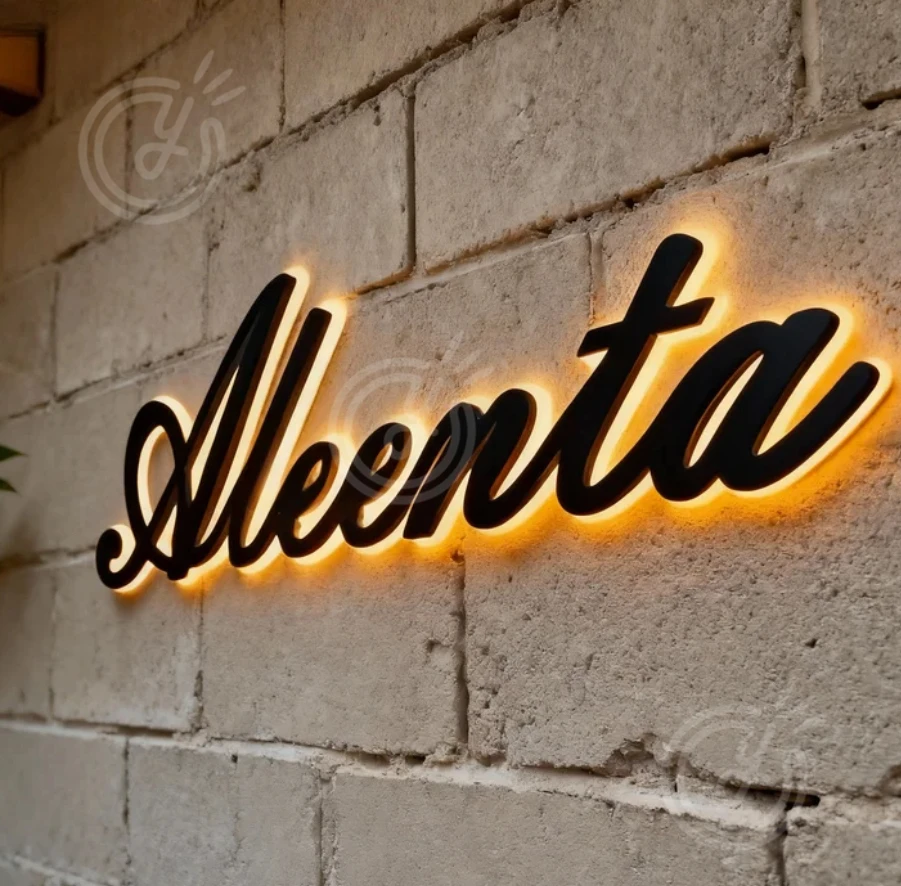 Custom Light Sign for Business 3D Metal Logo Backlit LED Outdoor&office Box Wall With Raised Advertising Design Neon Bar Barber